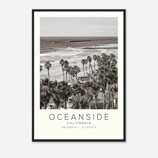 Oceanside California Photo Minimalist Travel Poster