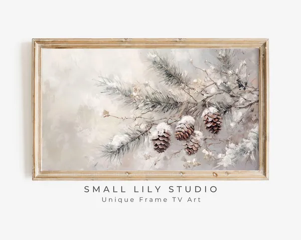 Pine Cones on Branch Winter Farmhouse Christmas Art Print
