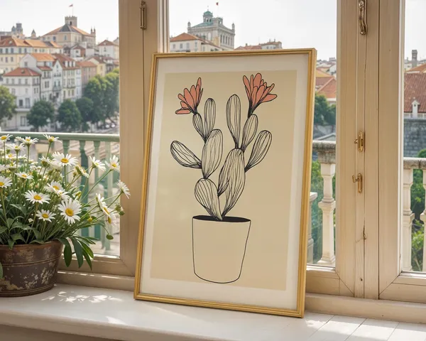 Minimalist Cactus Illustration, Boho Art Print