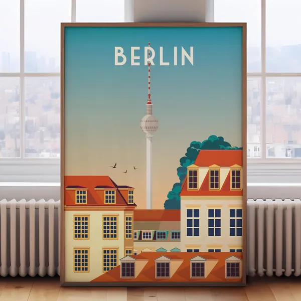 Berlin Travel Poster, Retro Germany Wall Art Print