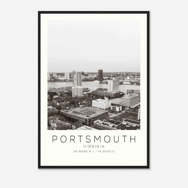 Portsmouth Virginia Travel Poster, Minimalist Print