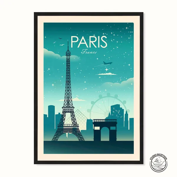 Paris France Eiffel Tower Travel Gift Poster