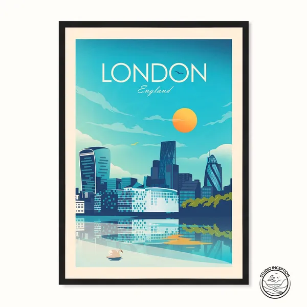 London Skyline Travel Poster, City Wall Art