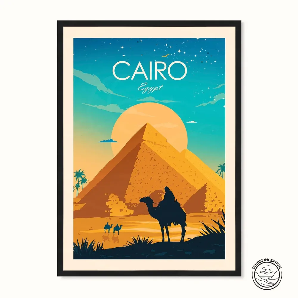 Cairo Egypt Travel Print, Pyramids Of Giza