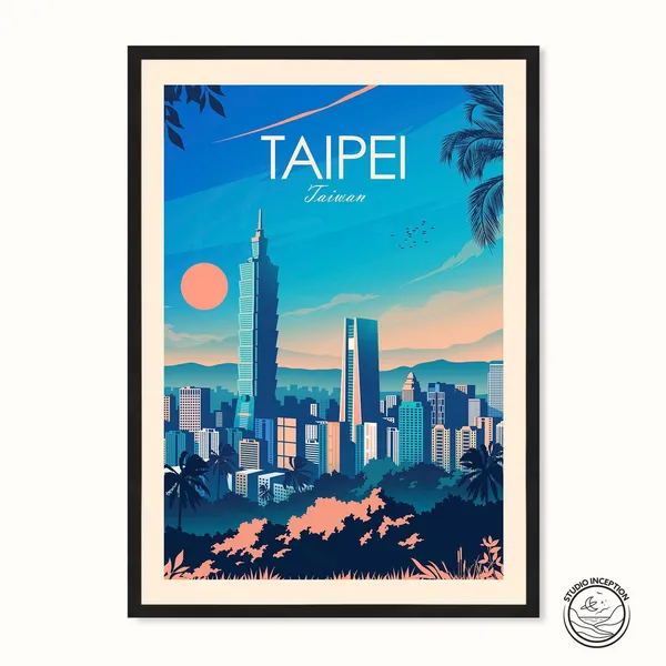 Taipei Taiwan Traditional Travel Poster, Asia Print