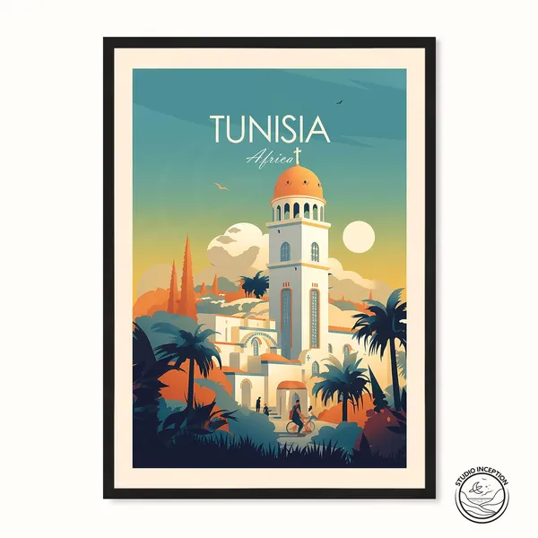 Republic Of Tunisia Traditional Travel Poster