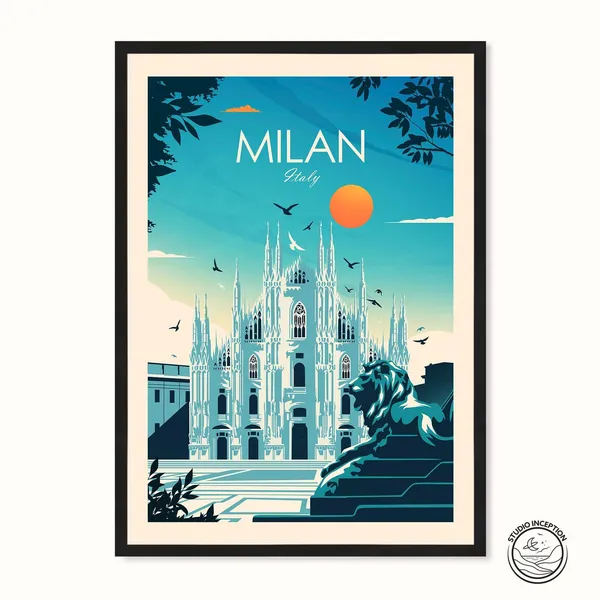 Milan Cathedral Italy Travel Poster, Duomo Di Milano