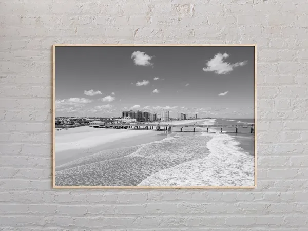 Jacksonville Beach Black and White Travel Poster
