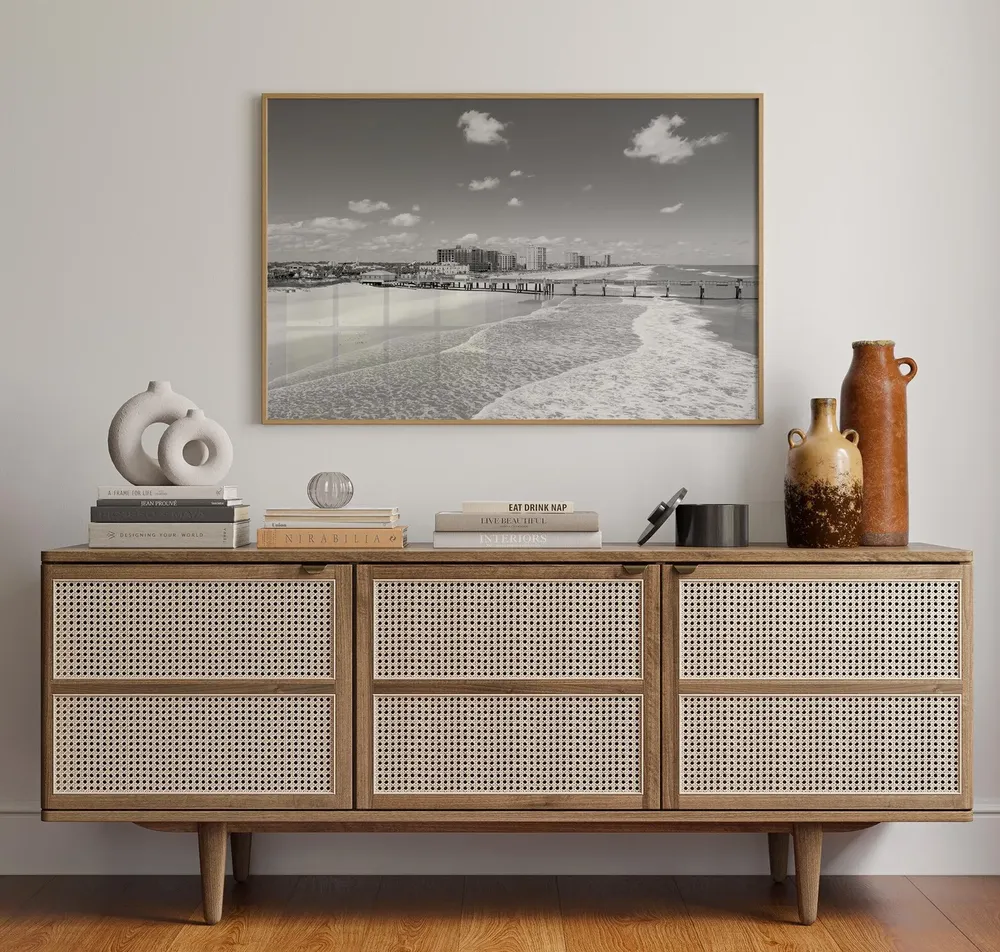 Jacksonville Beach Black and White Travel Poster - Image 3