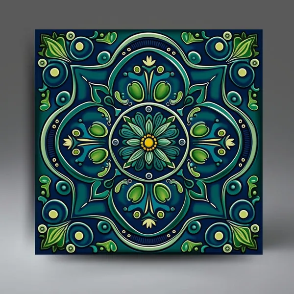 Blue And Green Talavera Tile, Mexican Wall Art Print