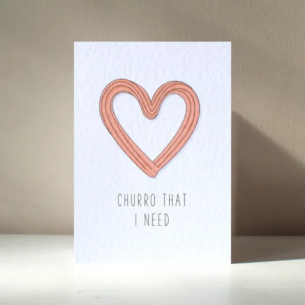 Personalised Churro Love Heart Sweet Greeting Card
