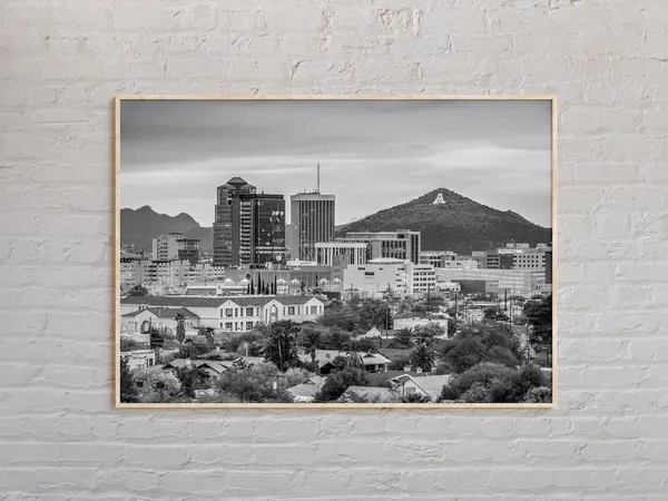 Tucson Black And White Travel Poster, Wall Art
