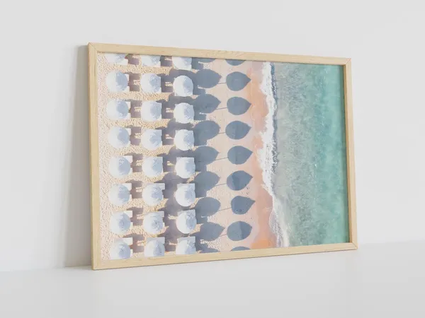 Minimalist Beach Poster, Coastal Ocean Aerial