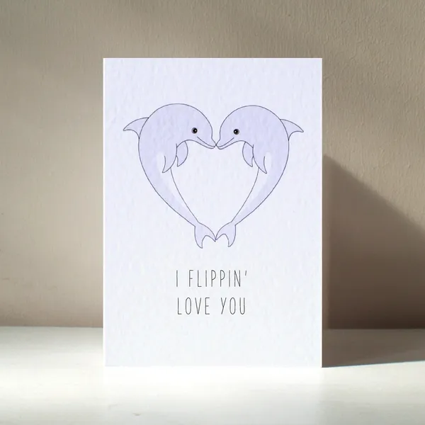 I Flippin Love You Personalized Dolphins Heart Pun Art Print