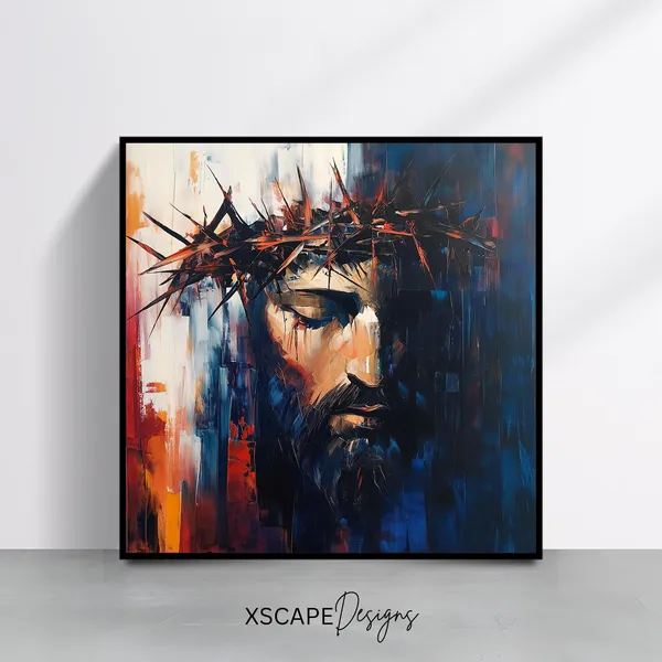 Jesus Crown of Thorns Abstract Christian Art Print