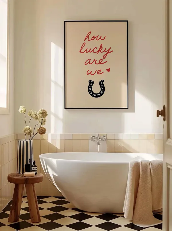 How Lucky Are We Typography Art Print, Western