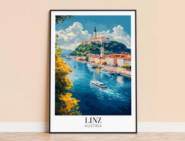 Linz Austria Travel Poster, Home Decor Art