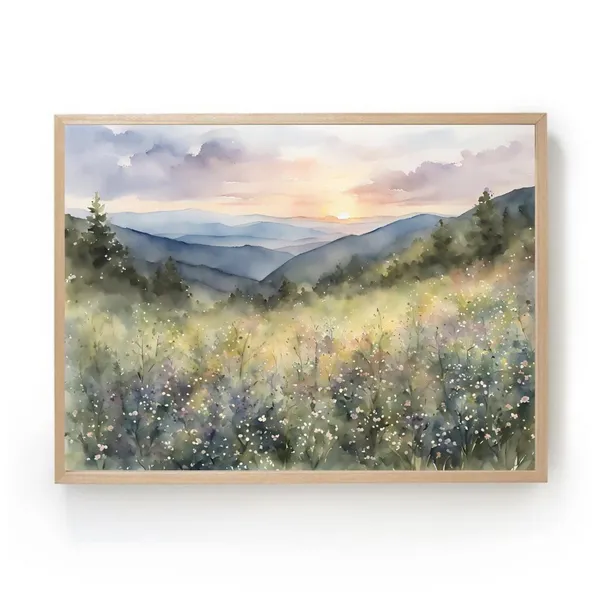 Smoky Mountains Wildflowers Watercolor Art Print