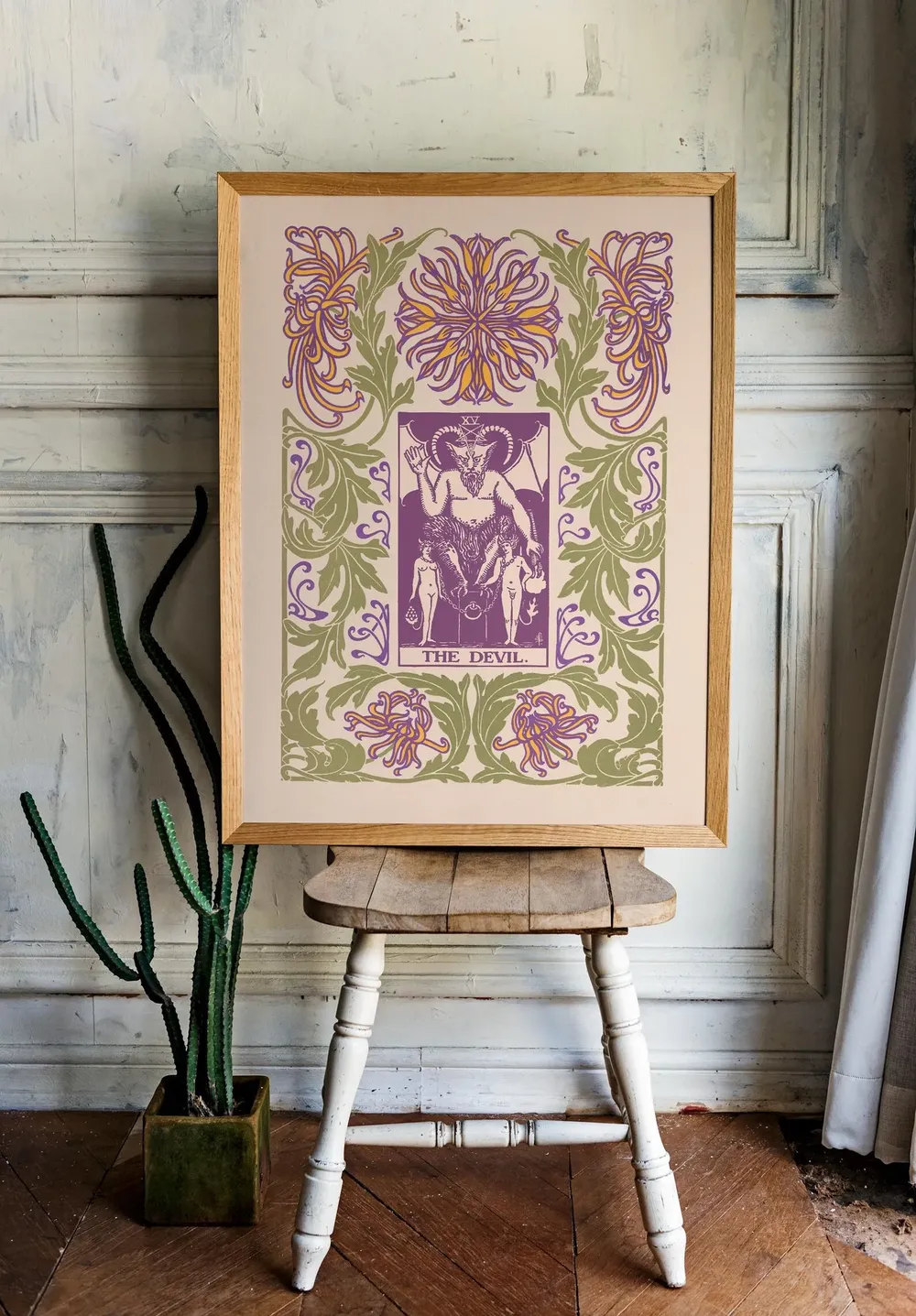 Devil Card Floral Nouveau Vintage Tarot Art Print - Image 2