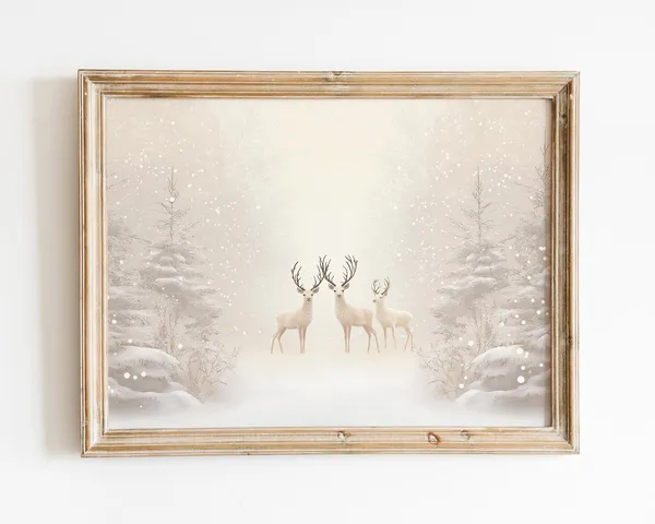 White Deer Winter Scene Poster Print