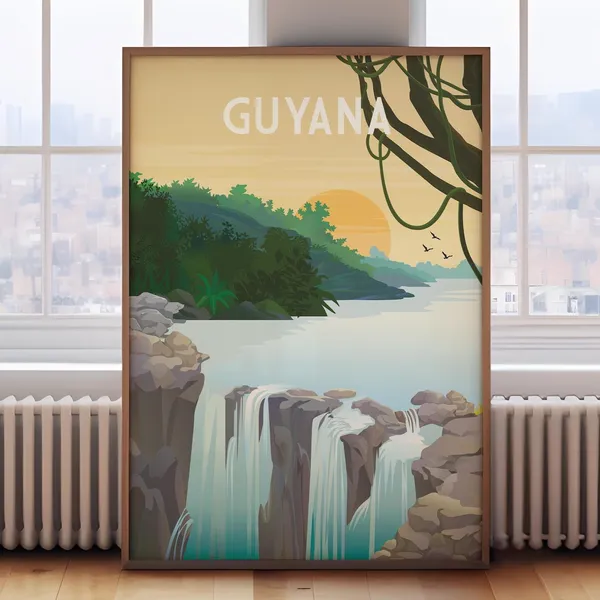 Guyana Vintage Travel Poster, Travel Wall Art Print
