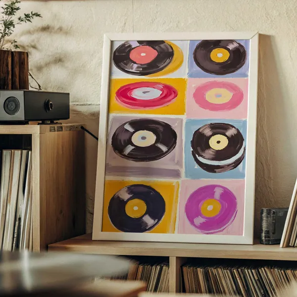 Watercolor Vinyl Record Retro Y2K Music Poster