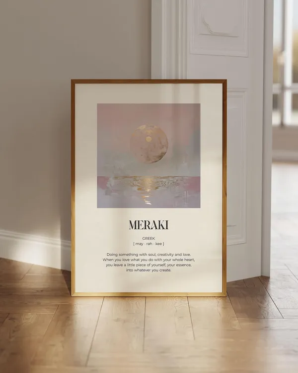 Meraki Definition Poster, Scandinavian Inspirational Print