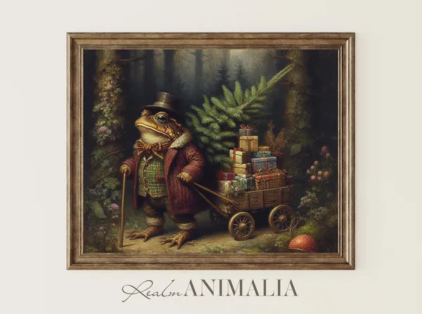 Christmas Toad Moody Storybook Art Print