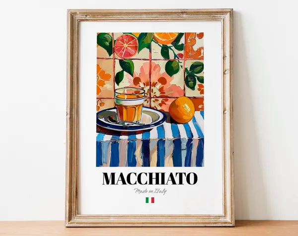 Macchiato Art Print, Culinary Coffee Kitchen Poster