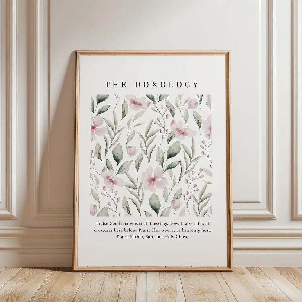 Doxology Floral Christian Hymn Lyrics Art Print