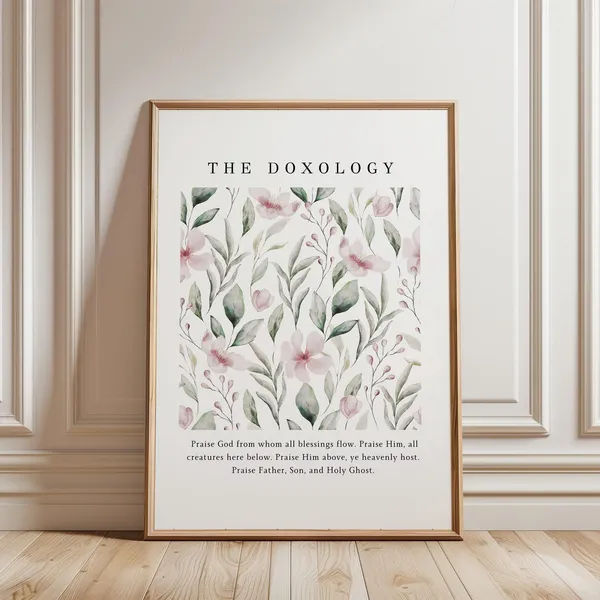 Doxology Floral Christian Hymn Lyrics Art Print