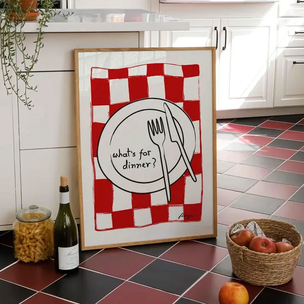 Whats For Dinner Kitchen Typography Pop Art Print