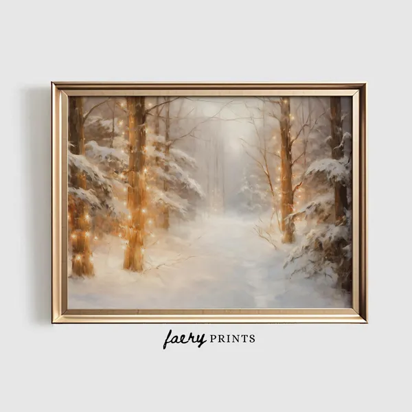 Winter Landscape Art Print, Cozy Seasonal Decor