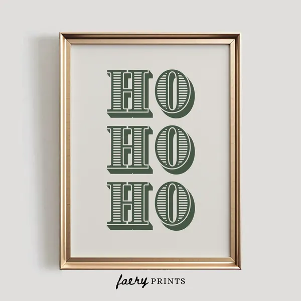 Ho Ho Ho Retro Christmas Typography Art Print