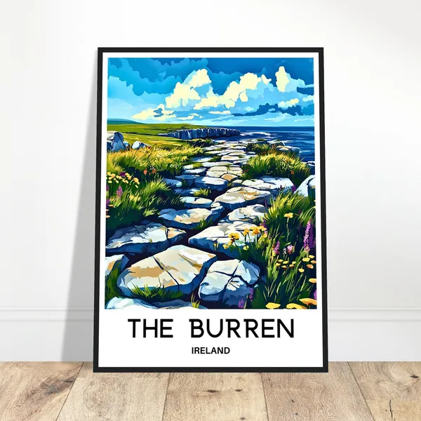 The Burren Travel Poster, Irish Landscape Art