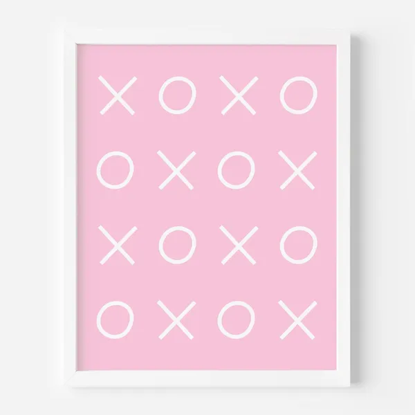 Xoxo Pink Valentines Day Wall Art, Love Decor