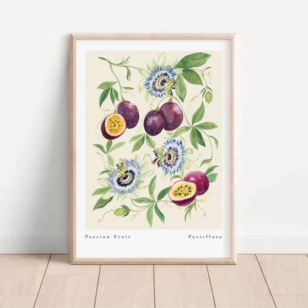 Passion Fruit Botanical Art Print, Kitchen Decor
