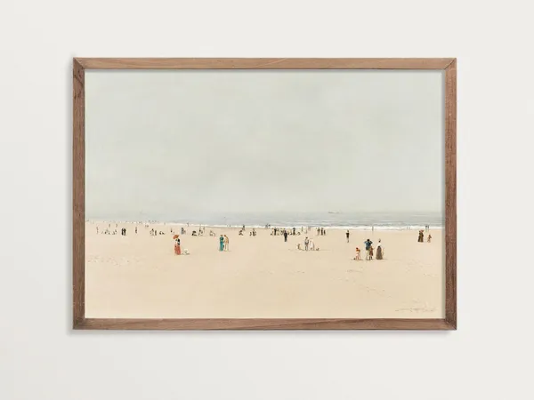 Coastal Sand, Sea and Sky Neutral Seascape Art Print