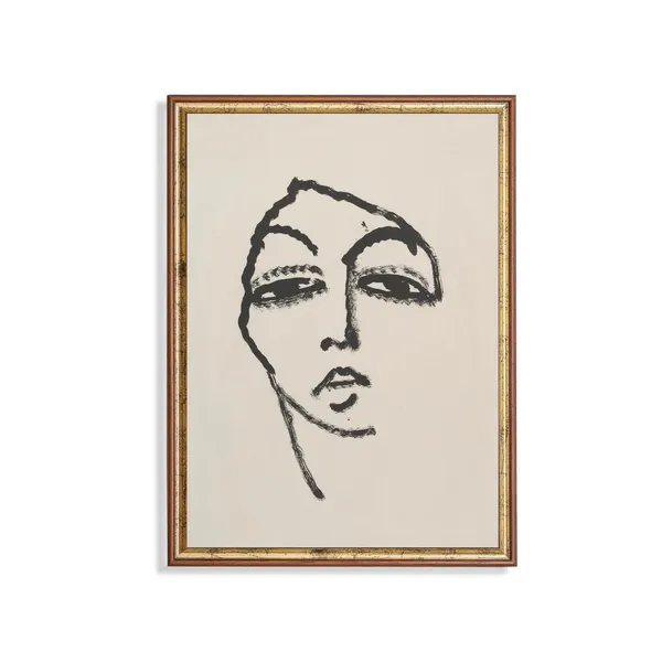 Vintage Abstract Woman Portrait, Rustic Wall Art Print