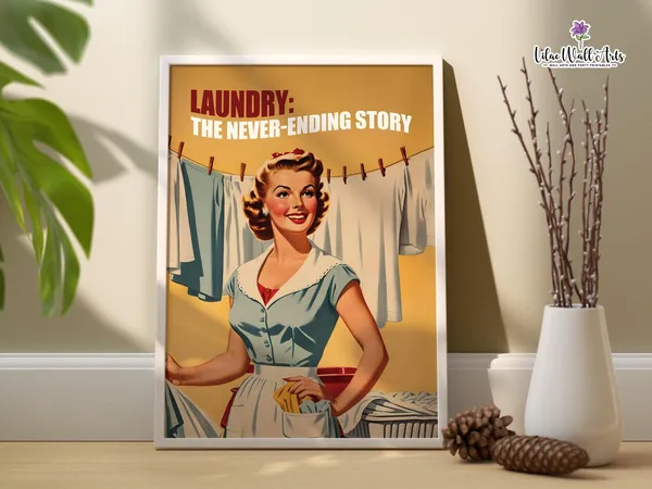 Retro Laundry Room Decor, Funny Woman Poster