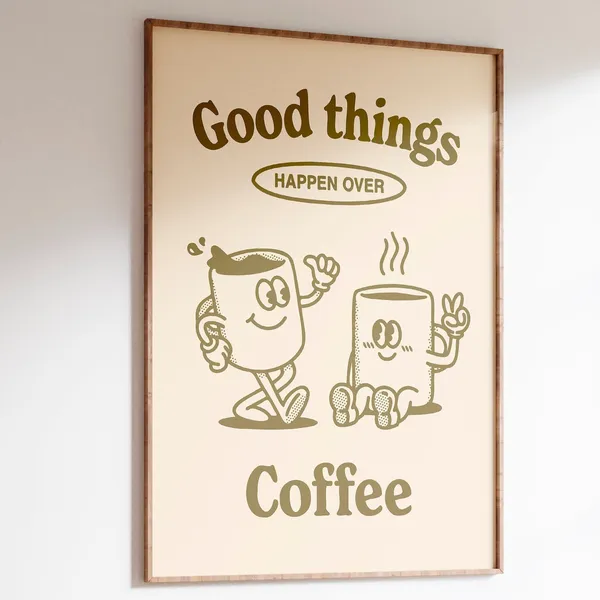 Vintage Coffee Poster, Coffee Bar Wall Art