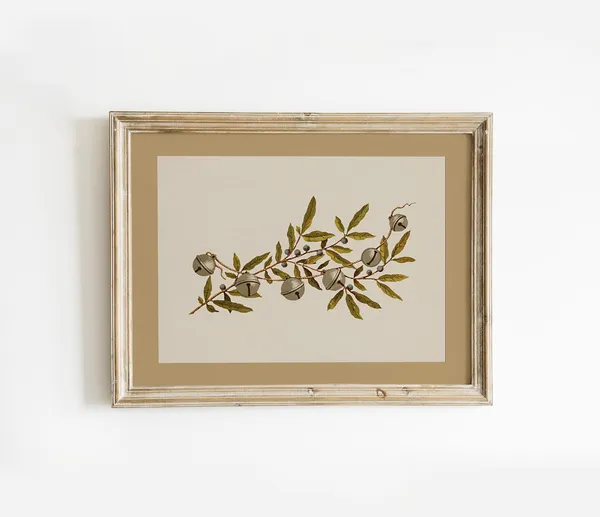Vintage Christmas Bells And Holly Art Print