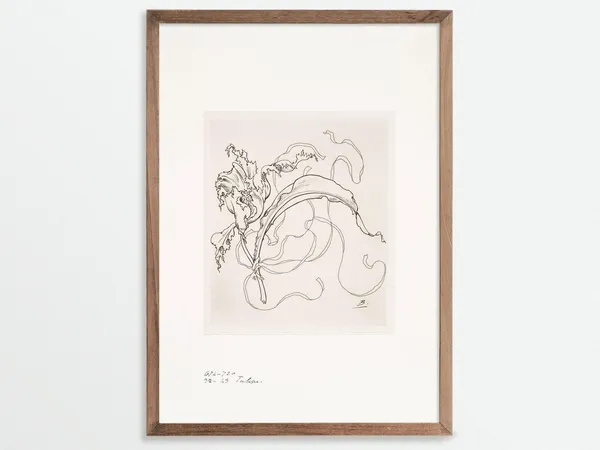 French Porcelain Flowers Sketch, Vintage Chinoiserie Art Print