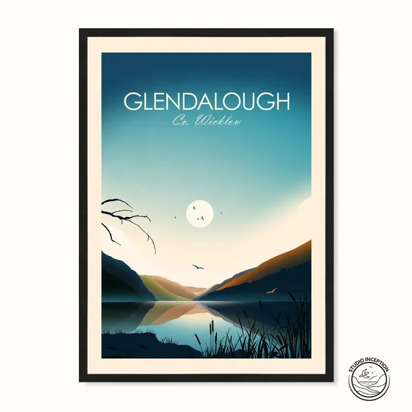 Glendalough County Wicklow Travel Poster, Art Print