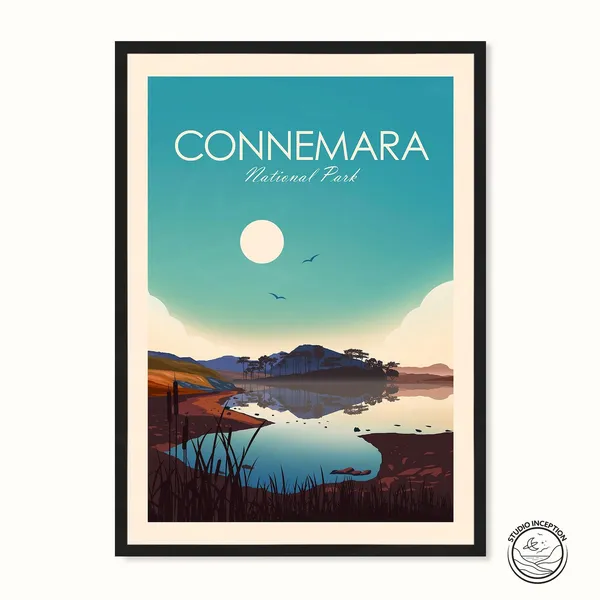 Galway Travel Print, Connemara National Park Travel Poster