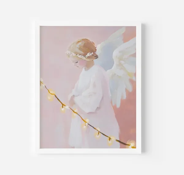 Angel Vintage Christmas Art Print, Nursery Decor