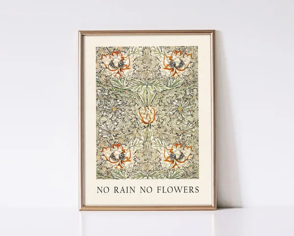 No Rain No Flowers Positive Quote Art Print