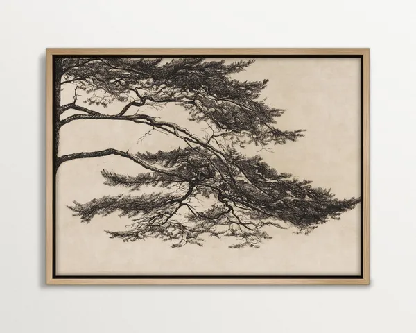 Vintage Pine Tree Art Print, Japanese Tree Silhouette
