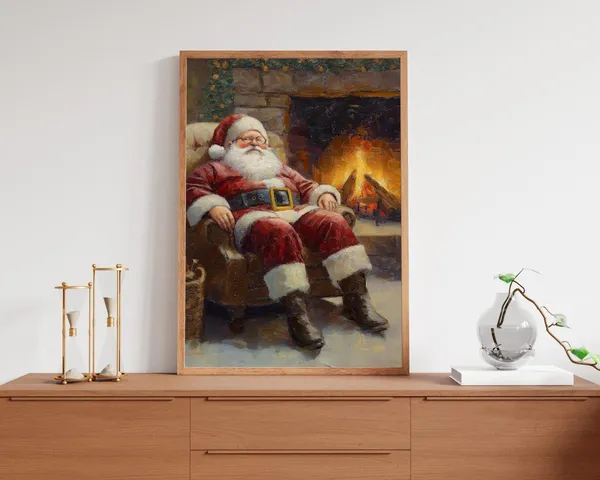 Sleeping Santa Vintage Christmas Art Print