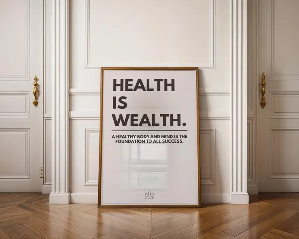 Motivational Health Is Wealth Poster, Minimalist Decor